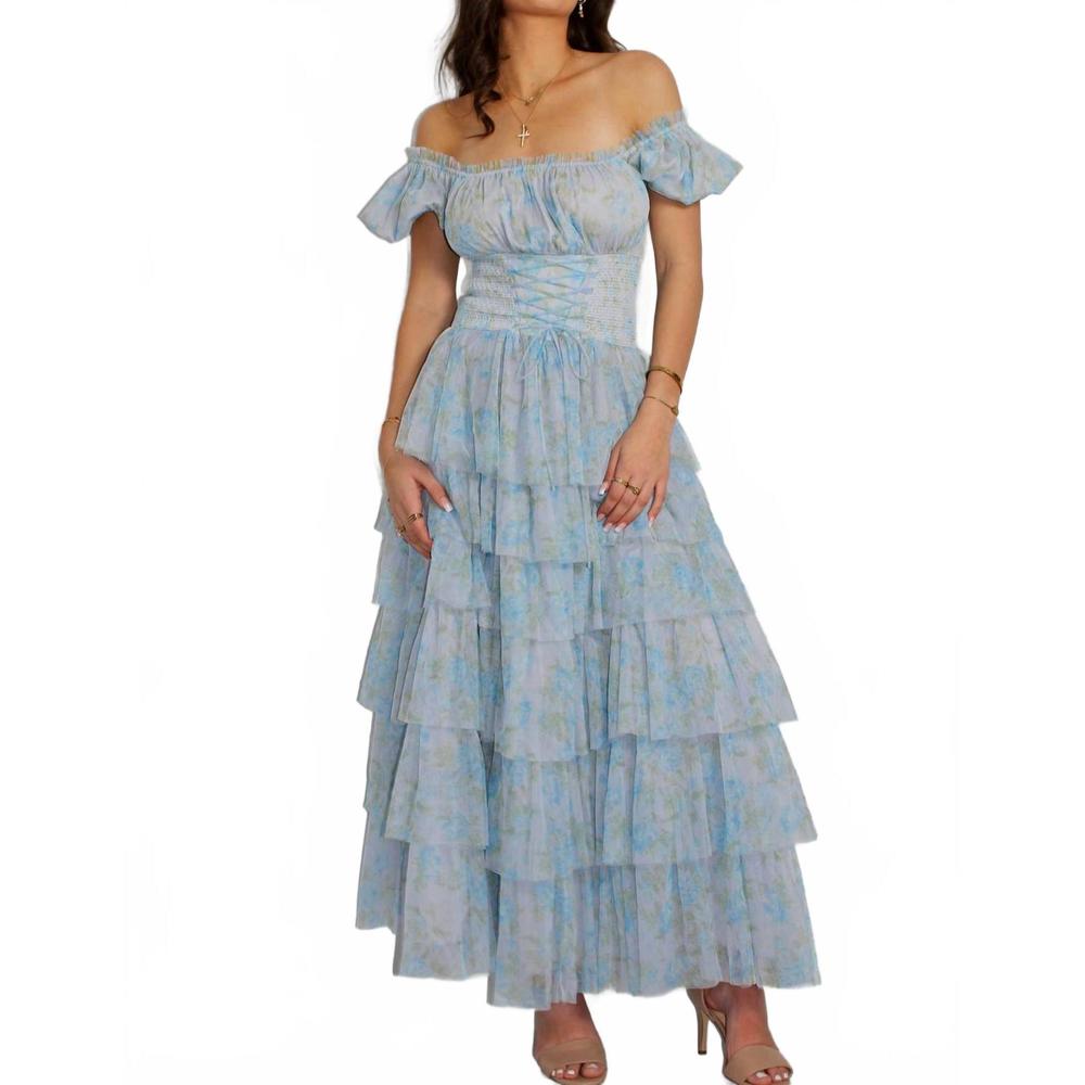 NEW AMY JANE LONDON arabella maxi dress in blue